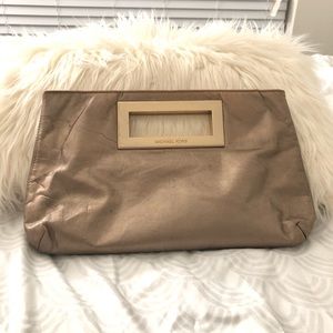 Calf Leather Michael Kors Gold Clutch